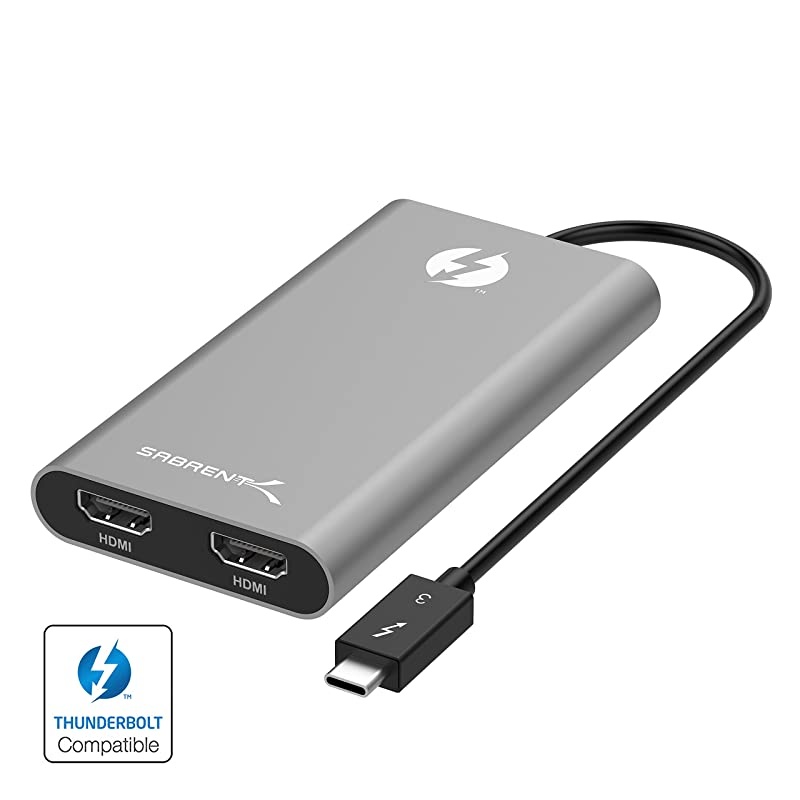 Thunderbolt 3 to Dual HDMI Adapter Supports Up to Two 4K 60Hz Monitors on Mac and Some Windows Systems TH3HD2