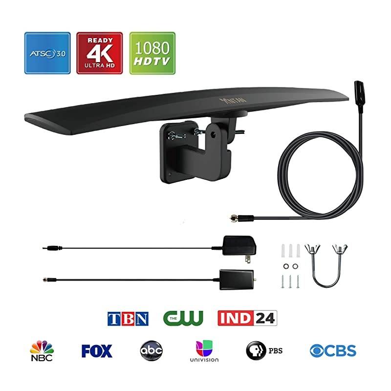 Outdoor Antenna with for Attic Roof Outdoor RV Use with 33FT RG6 Coax Cable 7085 Miles Range Support 8K 4K 1080P UHF VHF Freeview HDTV Channels