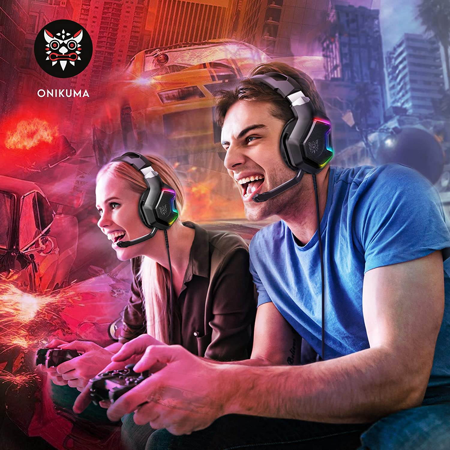 ONIKUMA Gaming Headset for PS5, PS4, Xbox Series X|S & Xbox One Games, PC Gaming Headphone with 7.1 Surround Sound, Noise Canceling Mic- for Playstation 5, Mac, Nintendo Switch, Mobile