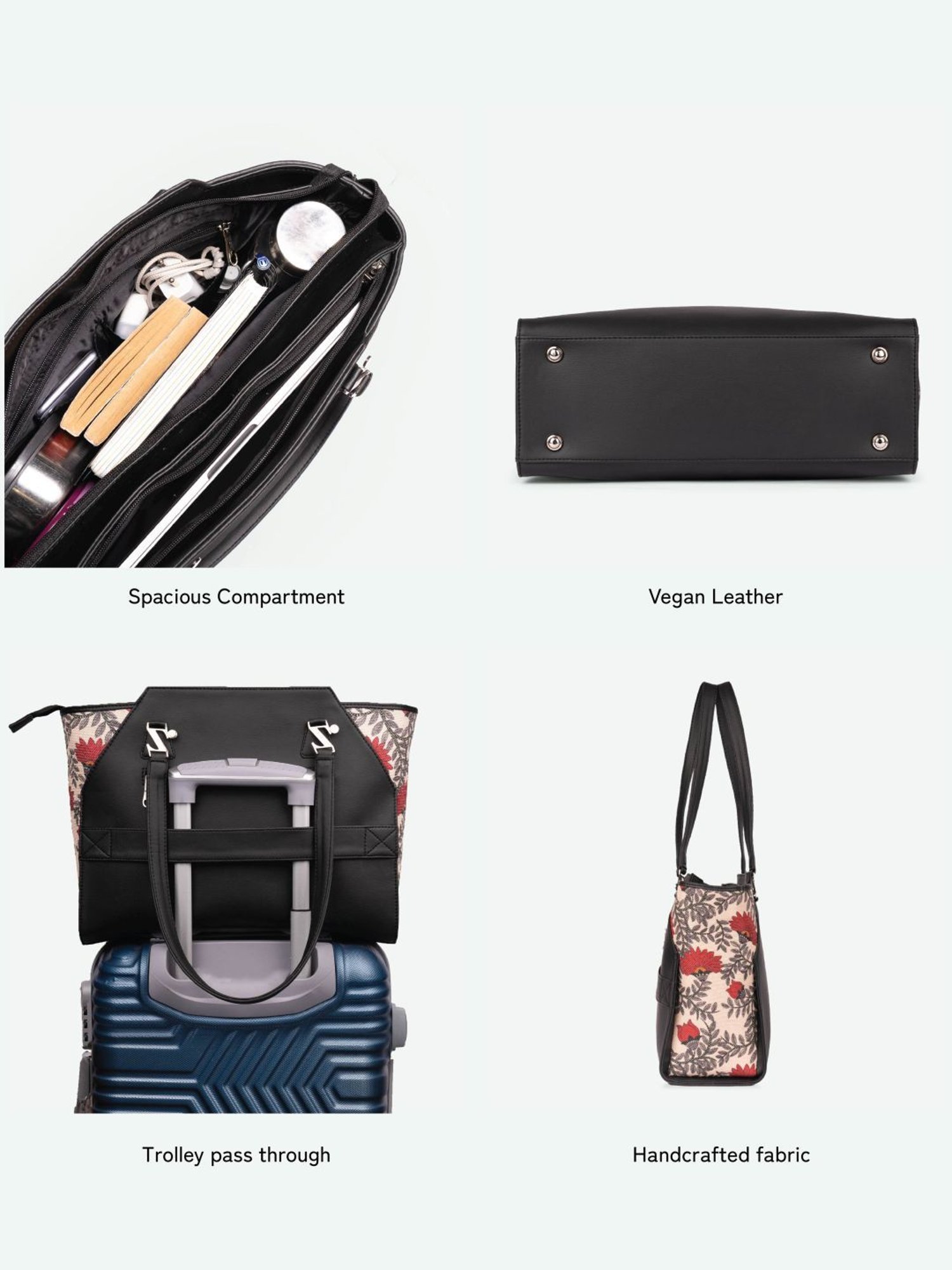 ZOUK Classic Black Printed Tote Bag