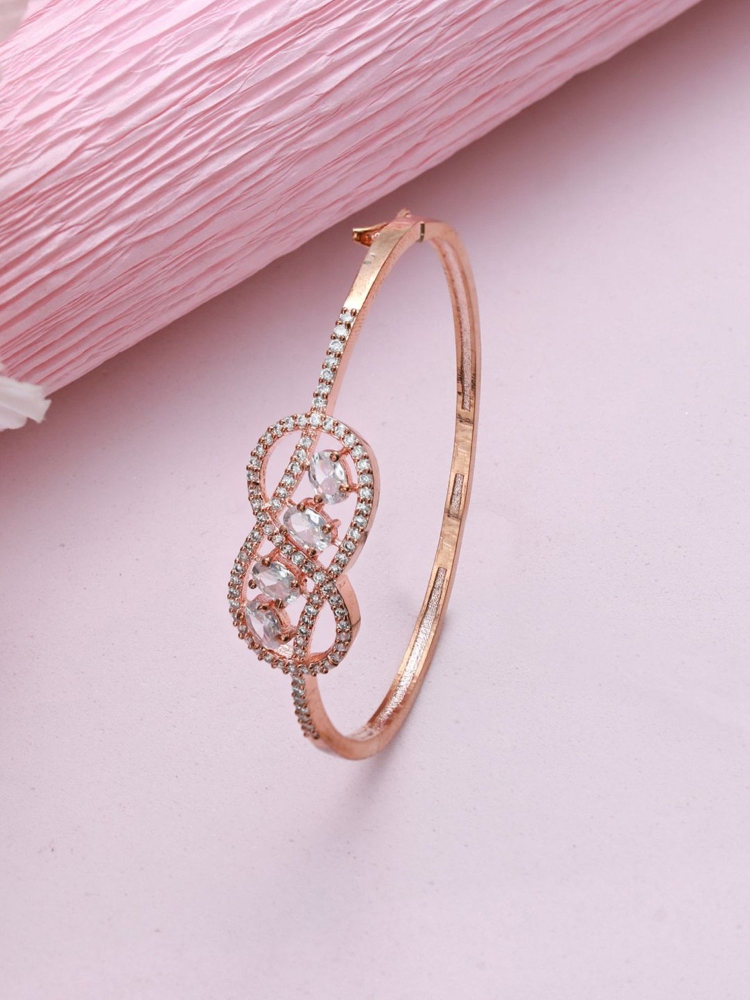 Aatmana Rose Gold-Plated Handcrafted Infinity Shaped Bangle-Style Bracelet