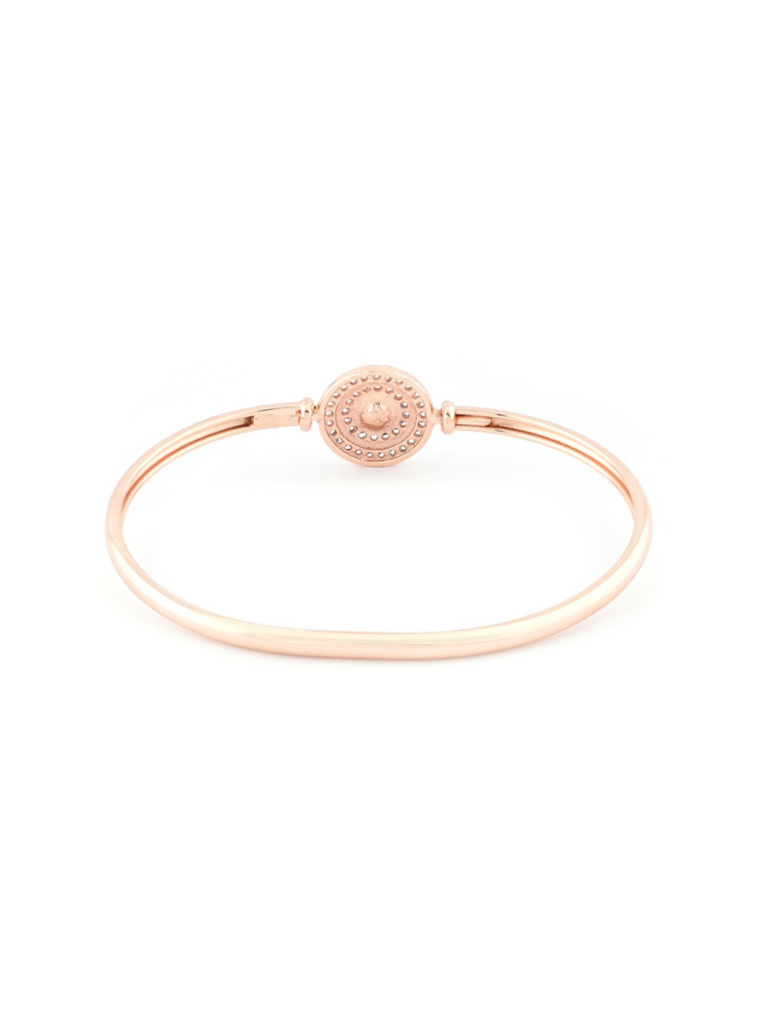 Zaveri Pearls Splendid Rose Gold Tone Cubic Zirconia & Pearl Kada-ZPFK9478