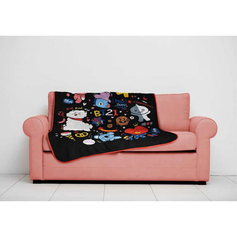 BT21 Line Friends Doodle Throw Blanket