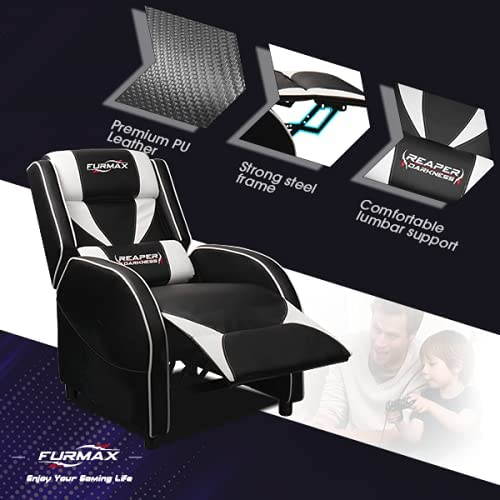 Furmax Gaming Recliner Chair Racing Style Single Ergonomic Lounge Sofa PU Leather Reclining Home Theater Seat for Living Room (Blue)