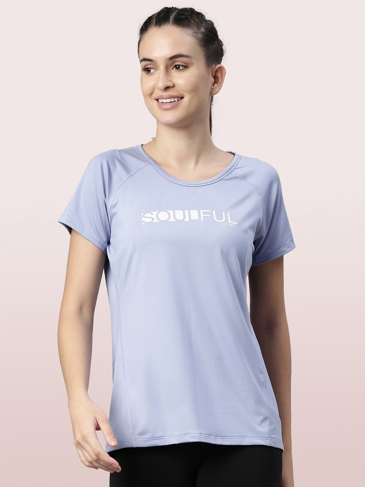 Enamor Blue Printed Crew T-Shirt