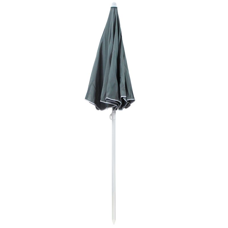 Sunnydaze Outdoor Travel Portable Beach Umbrella with Tilt Function and Push Open/Close Button - 5' - Gray