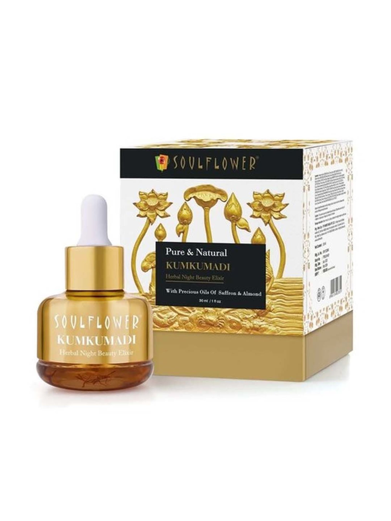 Soulflower Pure & Natural Kumkumadi Night Beauty Elixir - 30 ml
