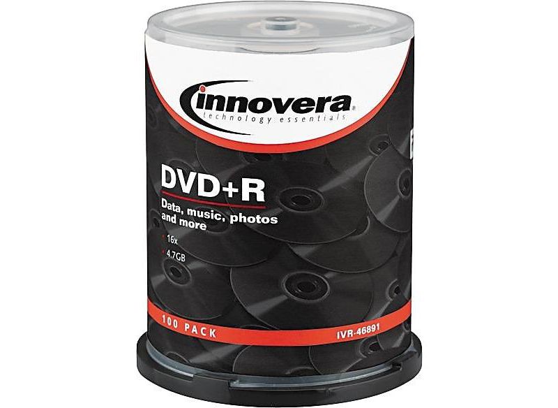 Innovera DVD+R Discs 4.7GB 16x Spindle Silver 100/Pack 46891