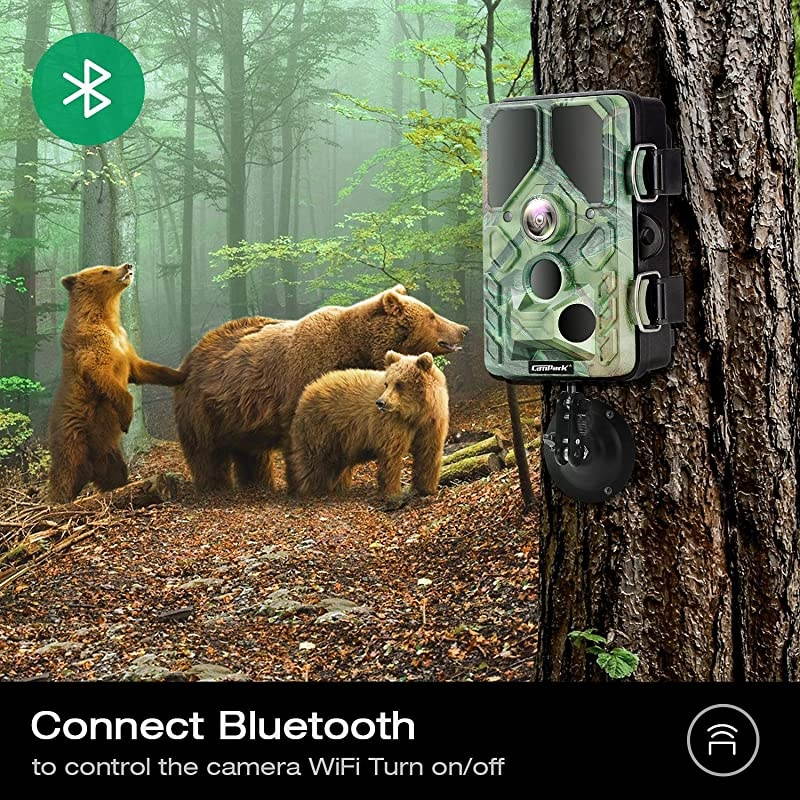 WiFi Bluetooth Trail Camera 20MP 1296P with 940nm IR LEDs Night Vision Motion Activated IP66 Waterproof for Wildlife Monitoring