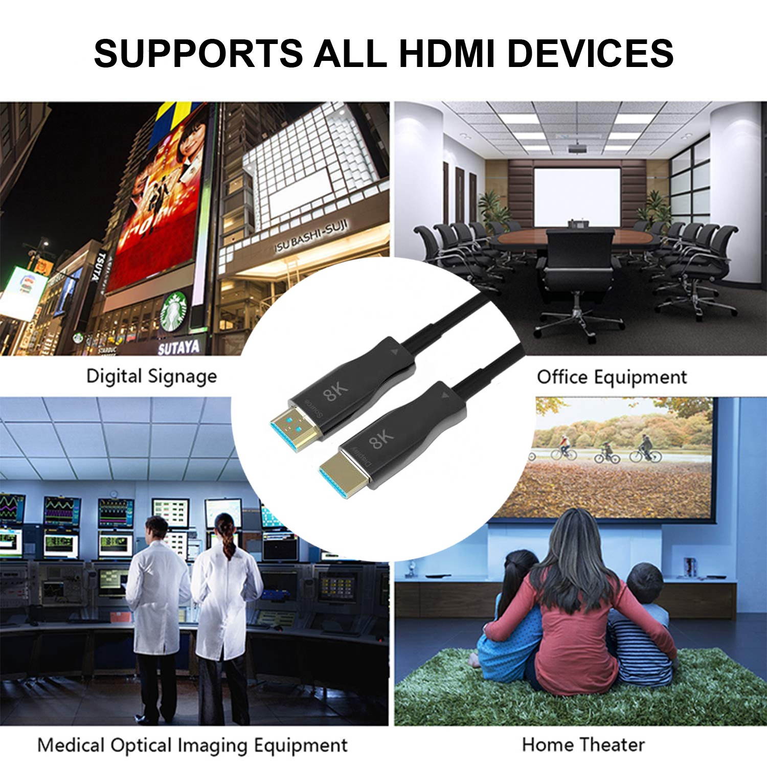 SatelliteSale 8K Fiber Optic HDMI 2.1 Cable, 48Gbps, 8K@60Hz, HDMI Cord 50FT