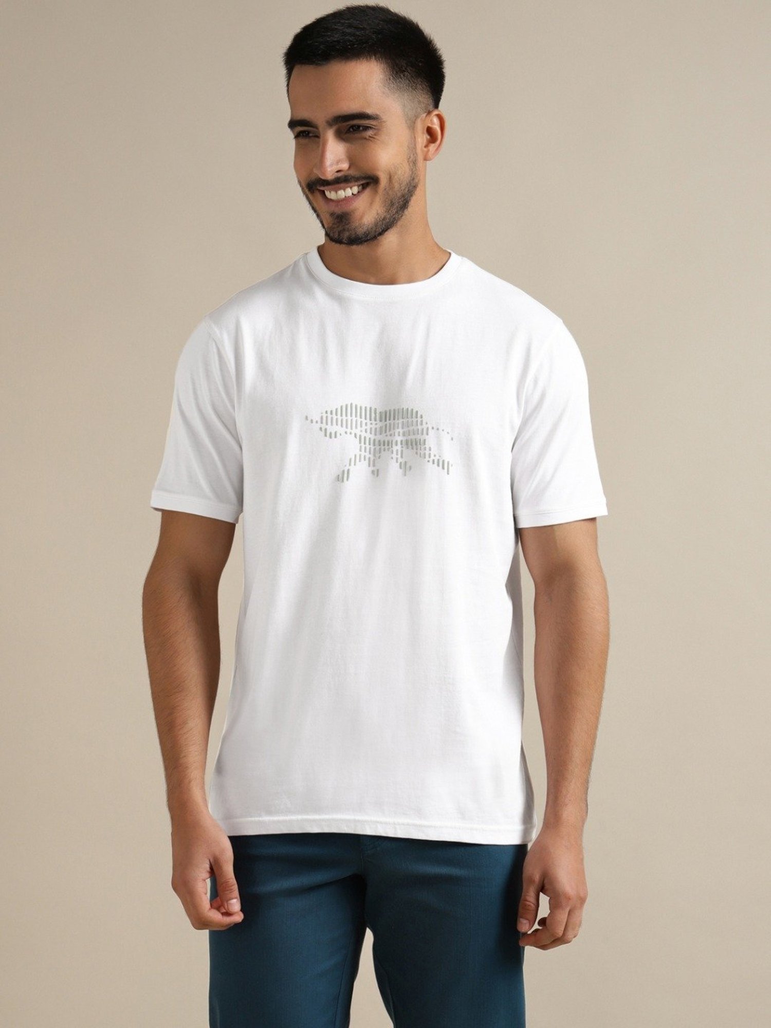 Andamen White Regular Fit Printed T-Shirt