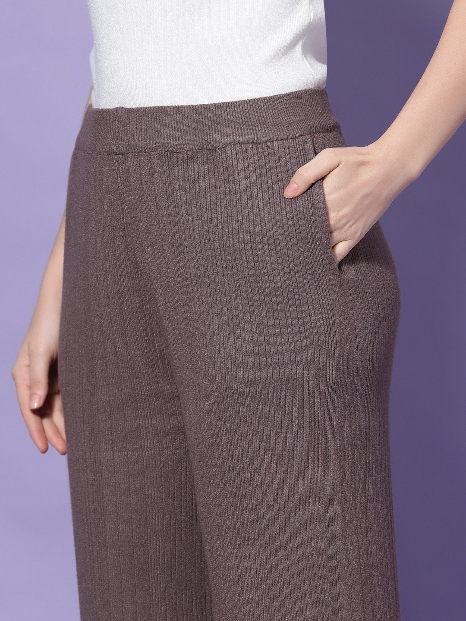 Mafadeny Brown Self Pattern Palazzos