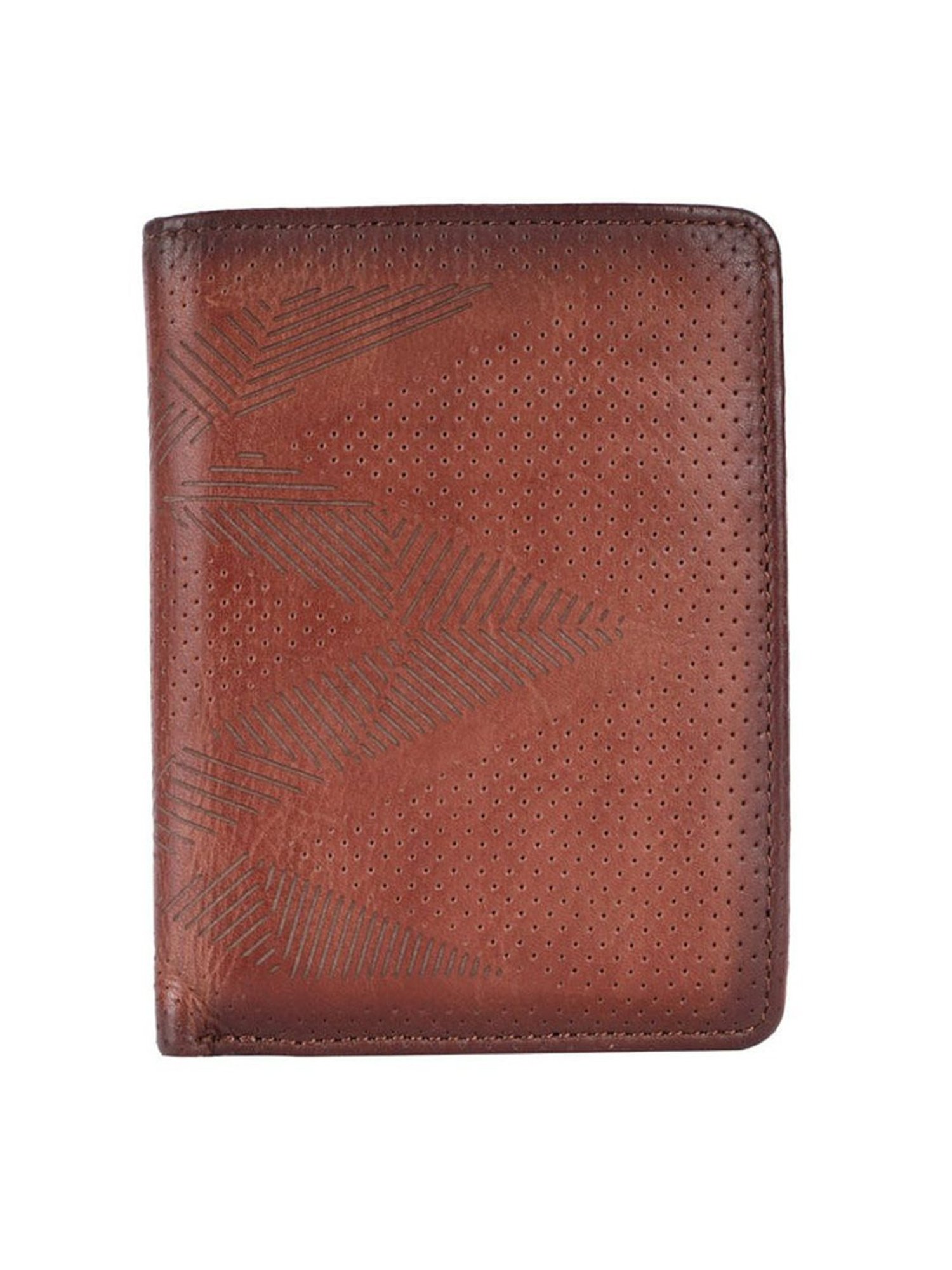 KOMPANERO Theo Cognac Leather Textured Bi-Fold Wallet