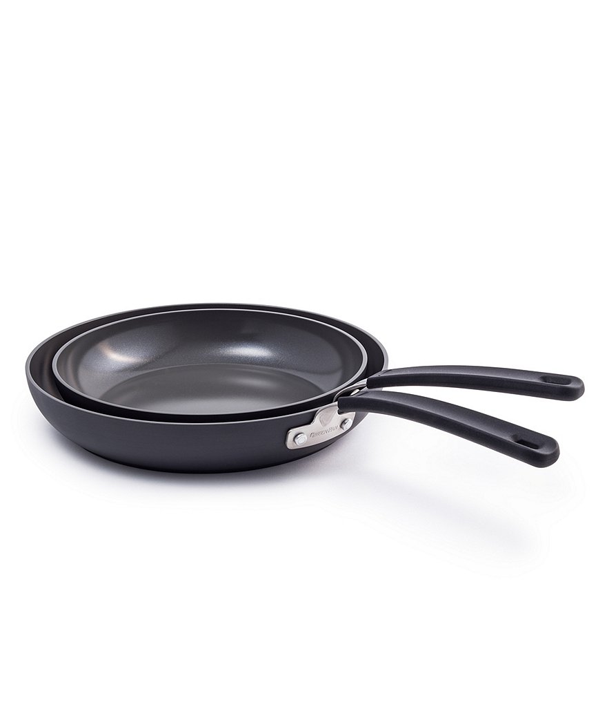 GreenPan Levels Hard Anodized Stackable Ceramic Nonstick 10#double; & 12#double; Open Fry Pan Set