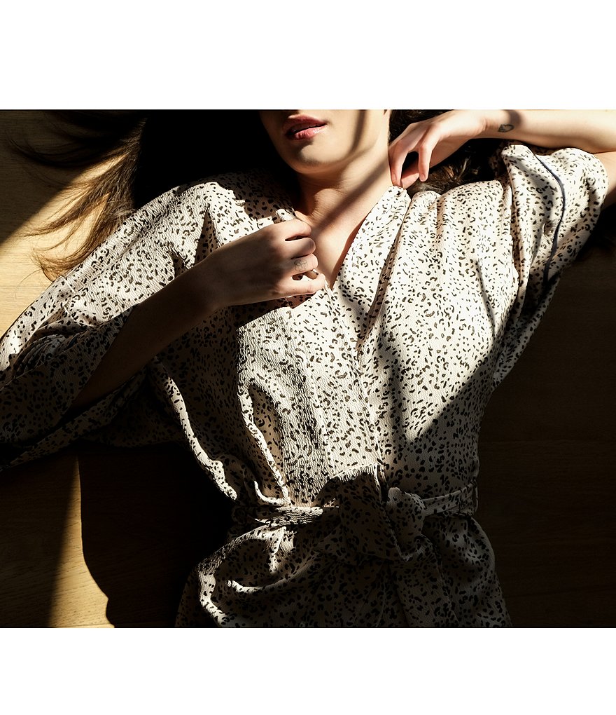 PJ Salvage Solid Ribbed Knit Long Wrap Robe