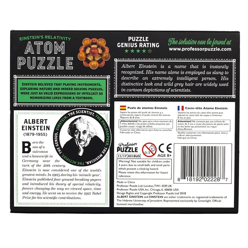 Professor Puzzle USA, Inc. Einsteins Atom 3D Brain Teaser Puzzle