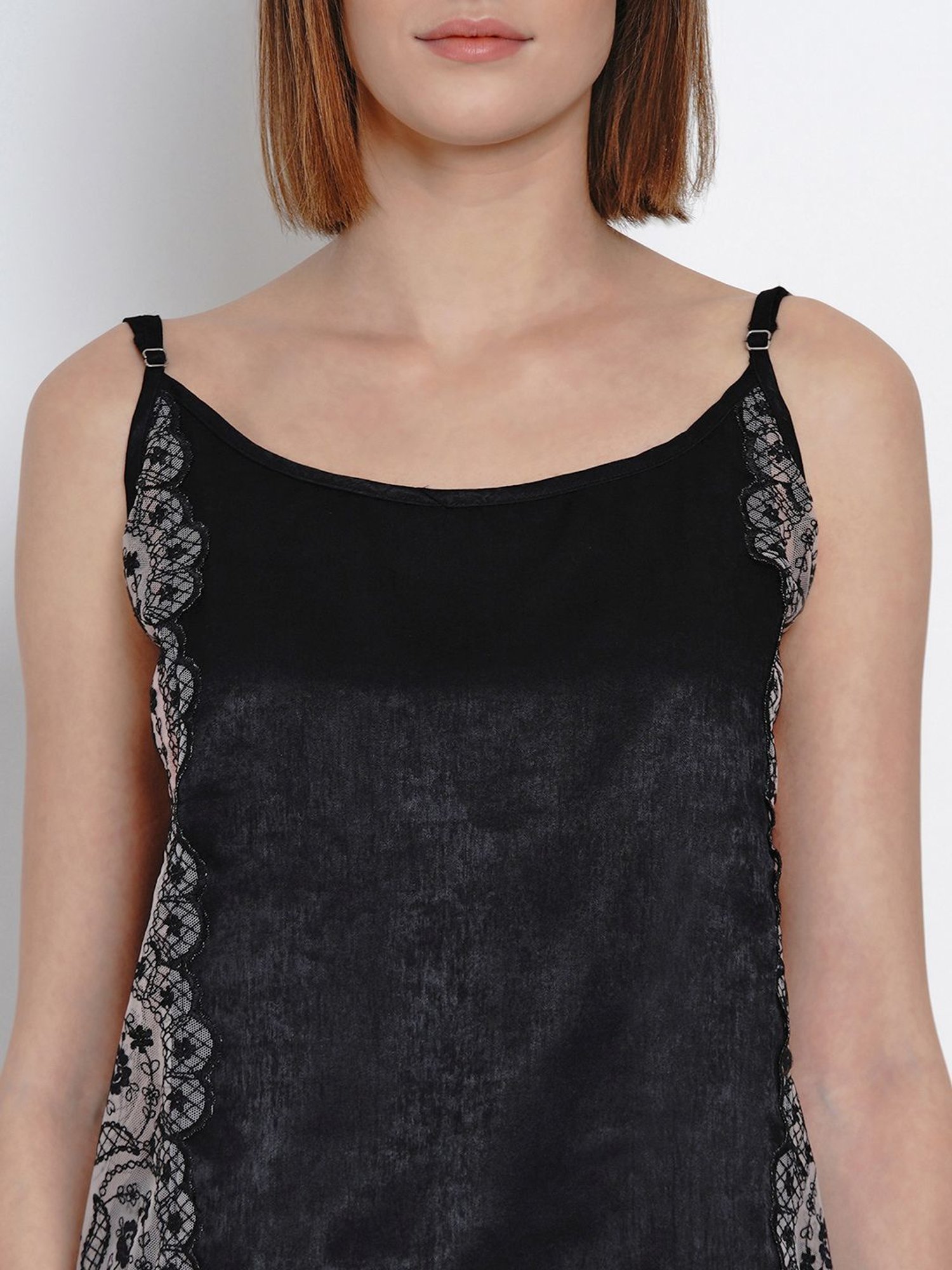 Erotissch Black Lace Work Top Capris Set