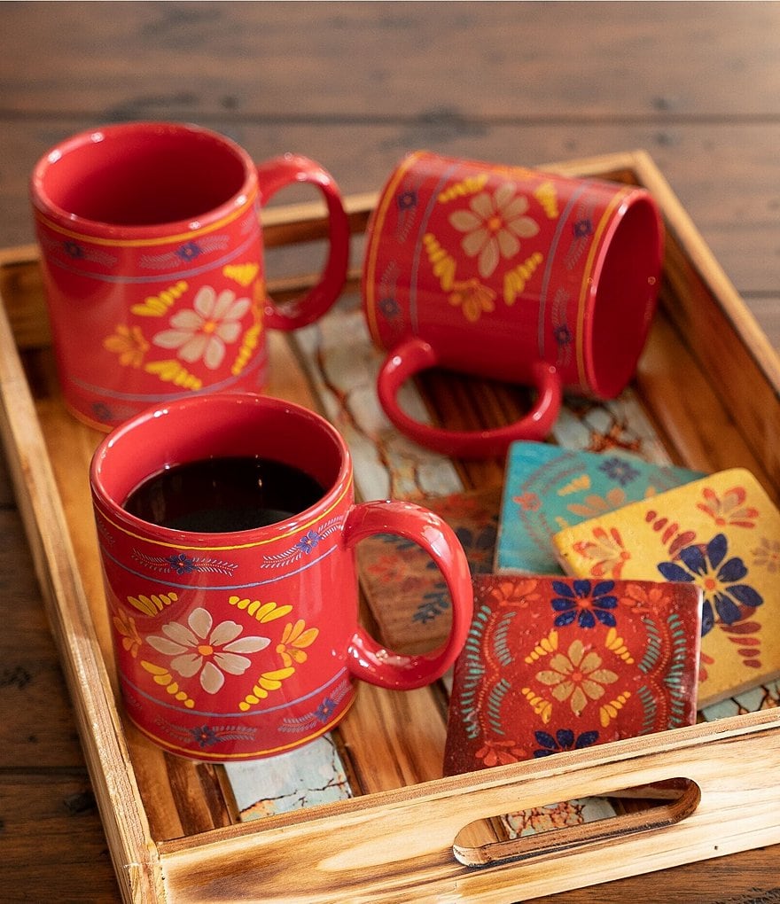 HiEnd Accents Bonita Collection Red Mug, Set of 4