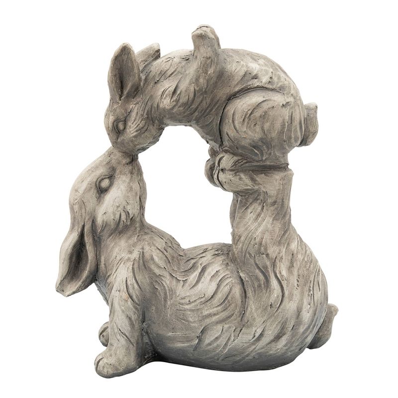 15" Resin Kissing Bunnies Figurine Antique White - Sagebrook Home
