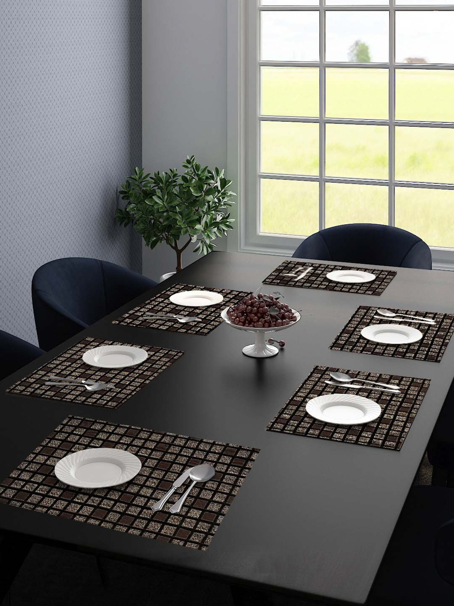 Saral Home Grey & Black Chenille Placemats - Set of 6