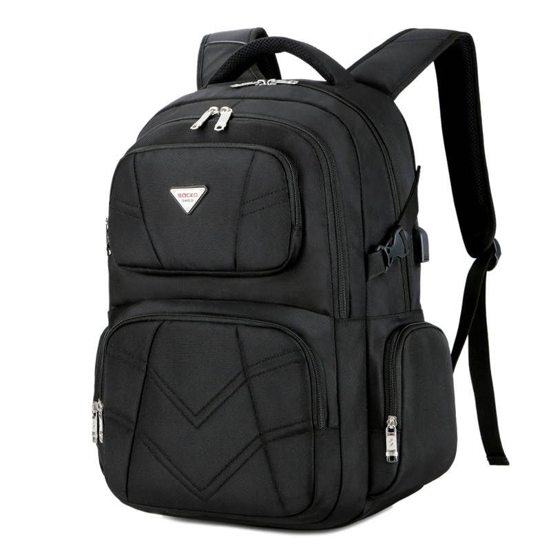 Jansicotek SOCKO 17.3 Inch Shockproof Laptop Backpack with USB Port / Roomy Lightweight Water Resistant Business Travel Bag / Multi-functional Casual Daypack Bookbag School Bag College Back Pack,Gray