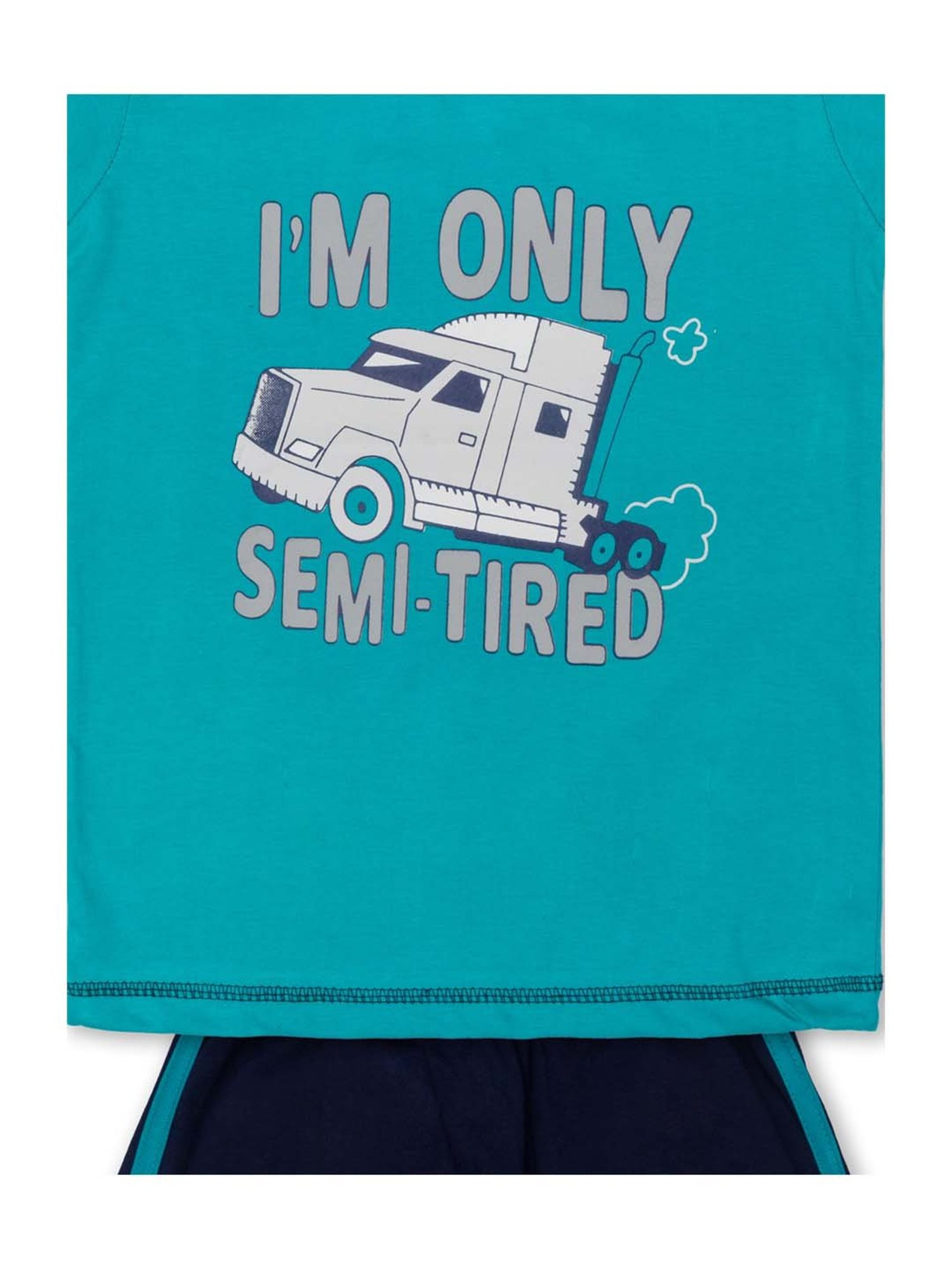 Todd N Teen Kids Teal Blue Cotton Printed T-Shirt & Joggers
