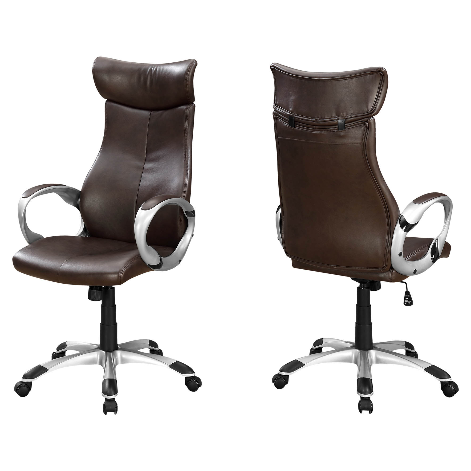 Monarch Specialties Contemporary Brown Leather Look High Back Executive Office Chair