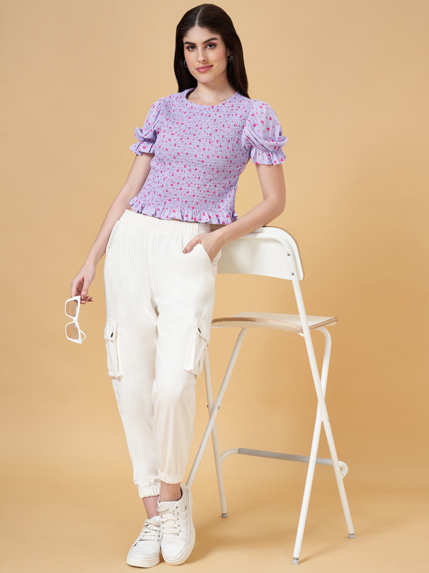People by Pantaloons Purple Printed Top