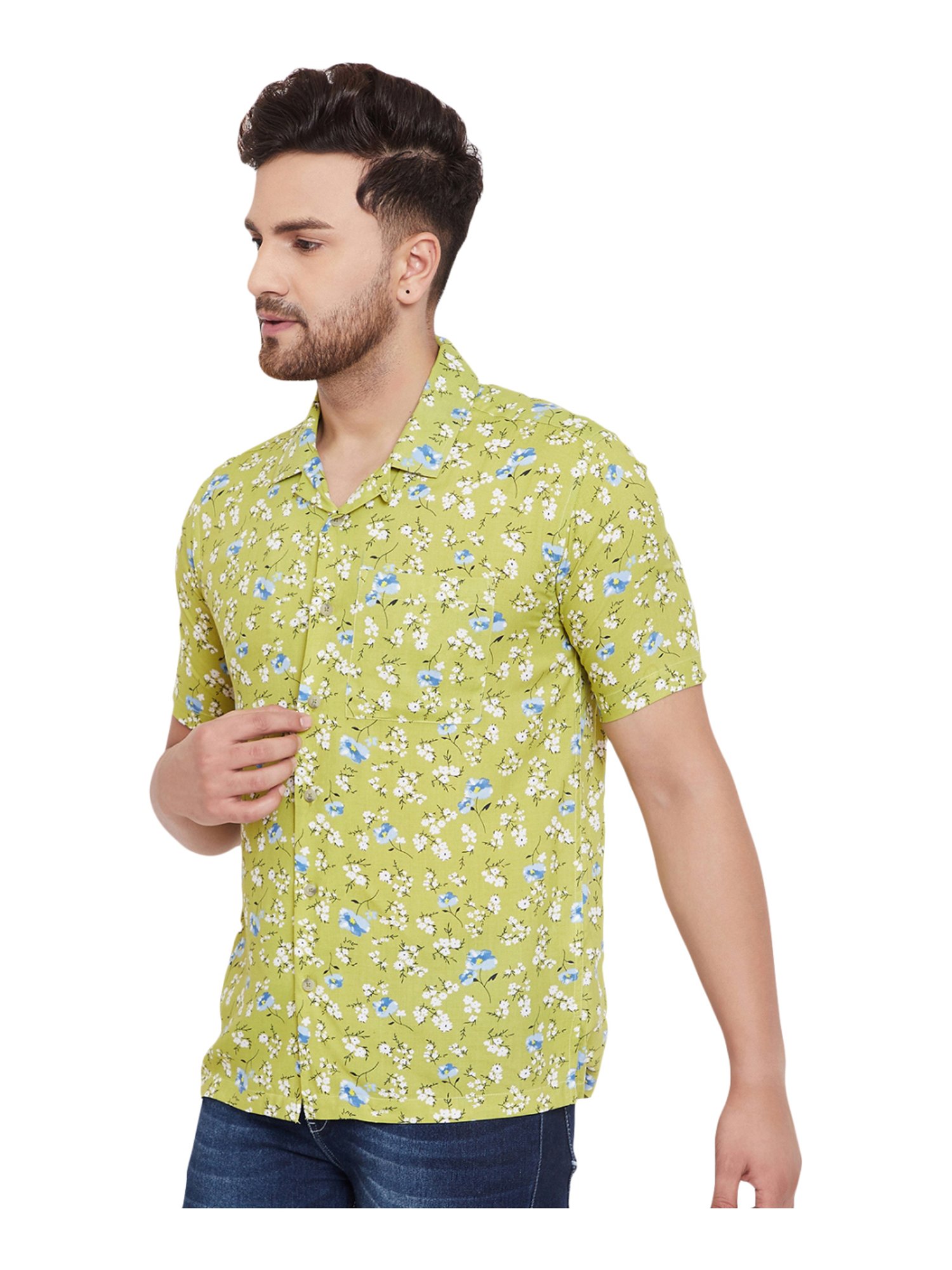 Even Green Slim Fit Printed Shirt