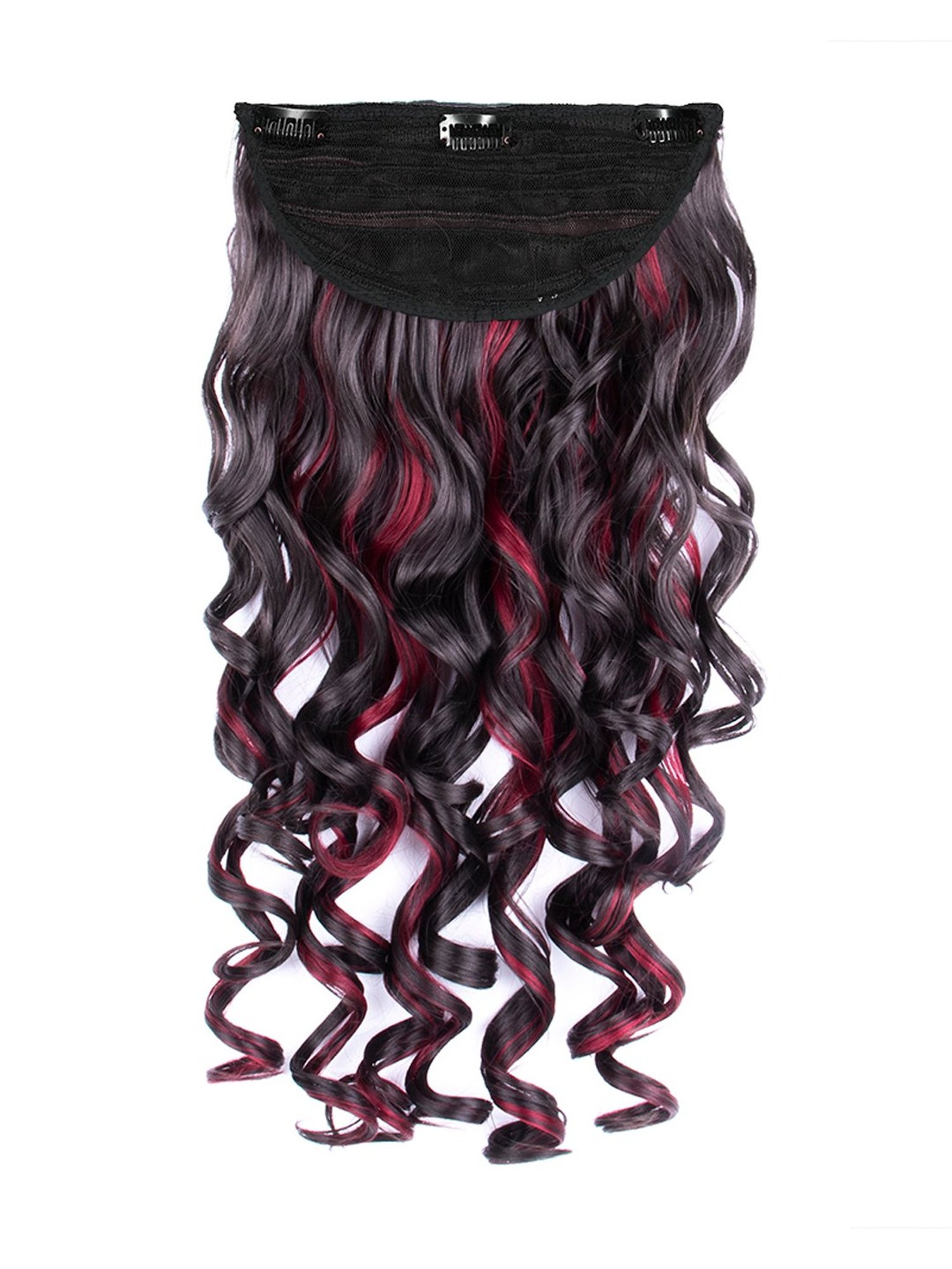 Streak Street Clip-In 24" Step Curl Burgundy Hair Extensions