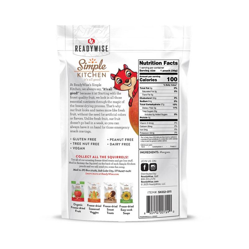 ReadyWise Simple Kitchen Mango Freeze-Dried Fruit - 6ct Case