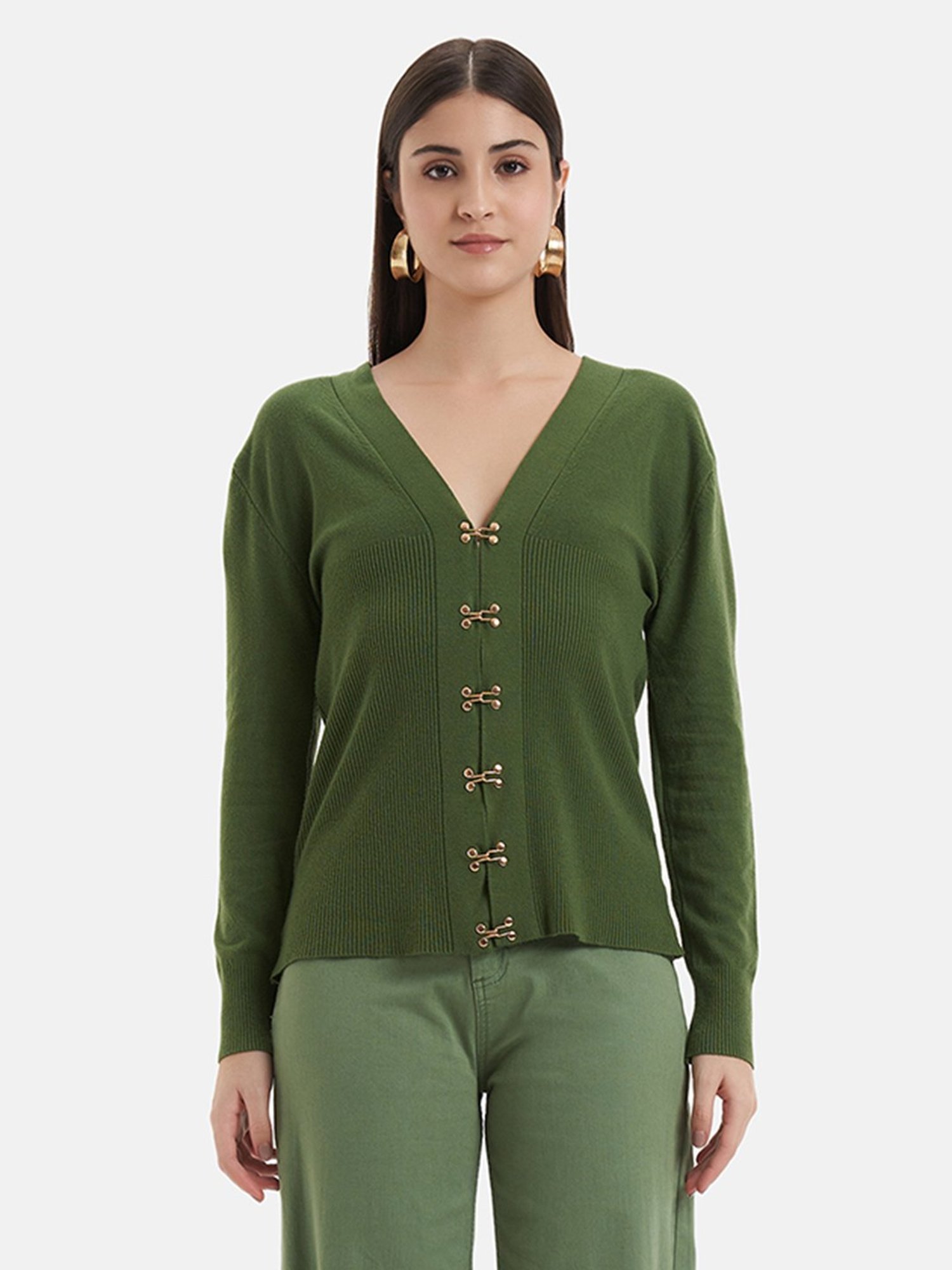 Kazo Green Wool Cardigan
