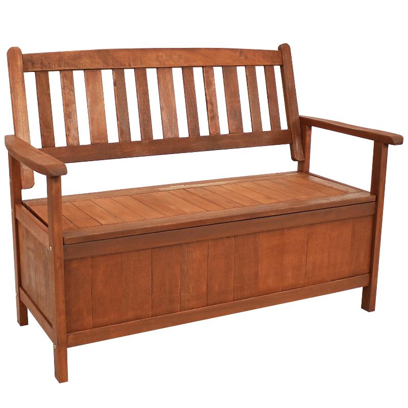 Sunnydaze Outdoor Meranti Wood with Teak Oil Finish Wooden Garden Planter Box Bench Seat - 68" - Brown