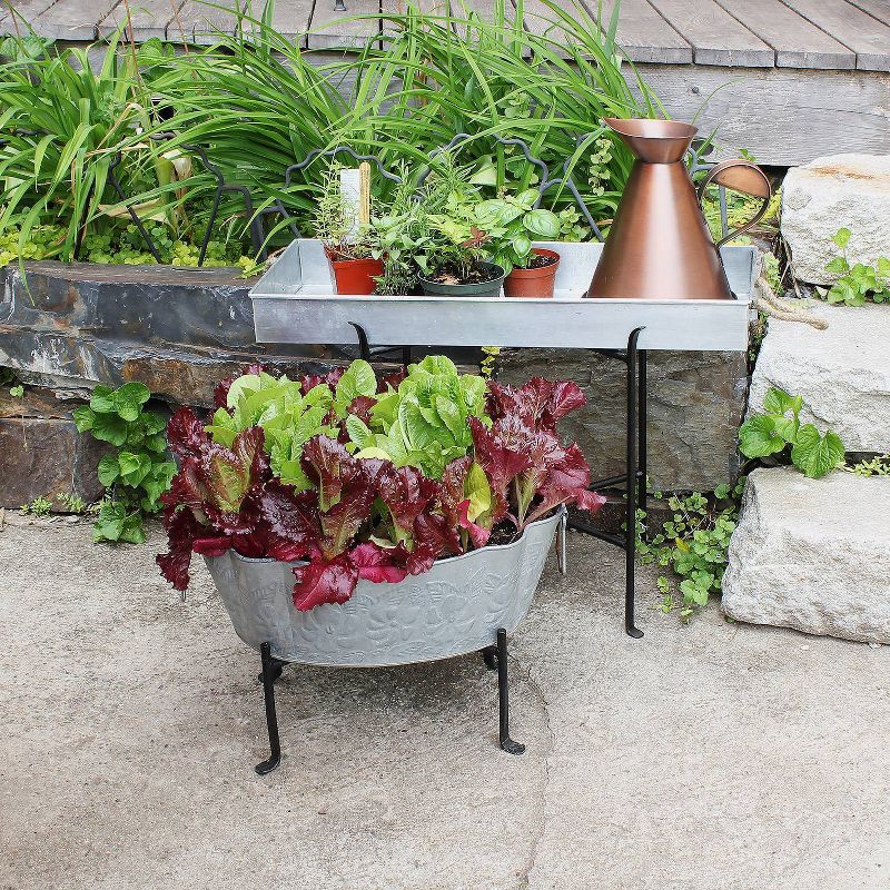 28.25" Galvanized Tray with Rope Handles Steel Finish - ACHLA Designs