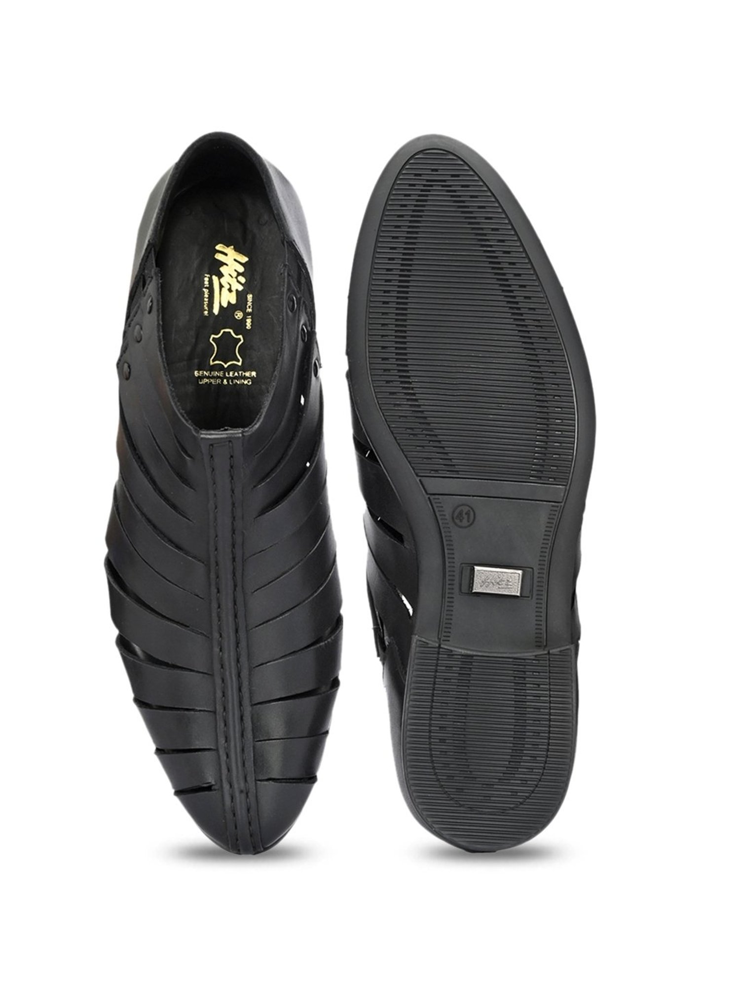 Hitz Men's Black Fisherman Sandals