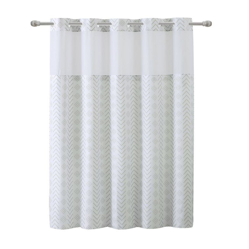 Geo Shower Curtain with PEVA Liner Taupe - Hookless