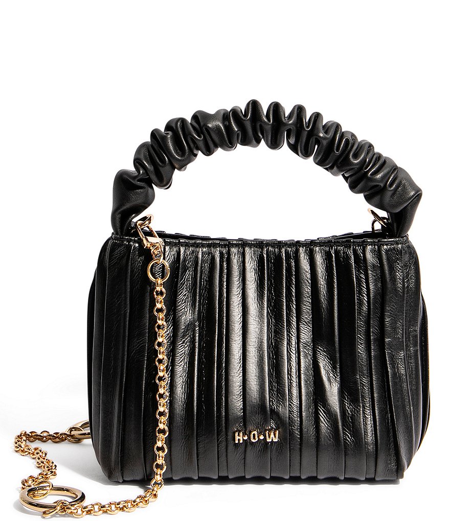 House of Want We Brunch Pleated Ruched Mini Vegan Leather Tote Bag