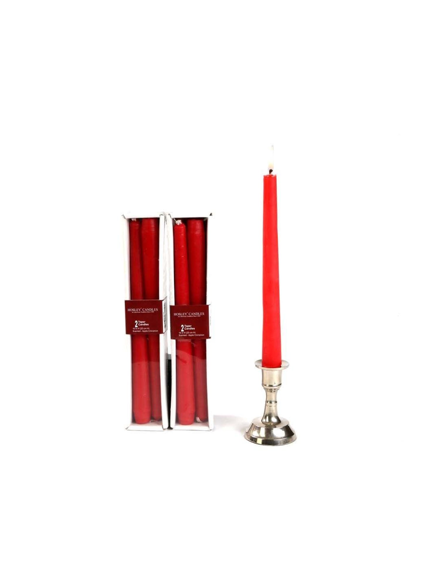 HOSLEY Red Wax Taper Candle - Set of 4