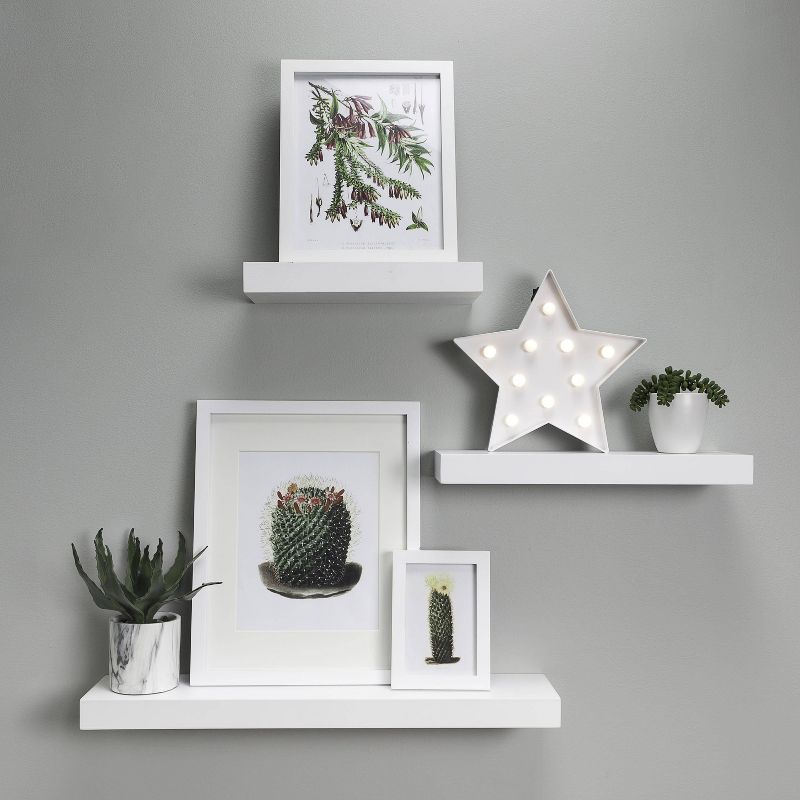 3pc Decorative Wall Ledge Shelf Set White - Nexxt
