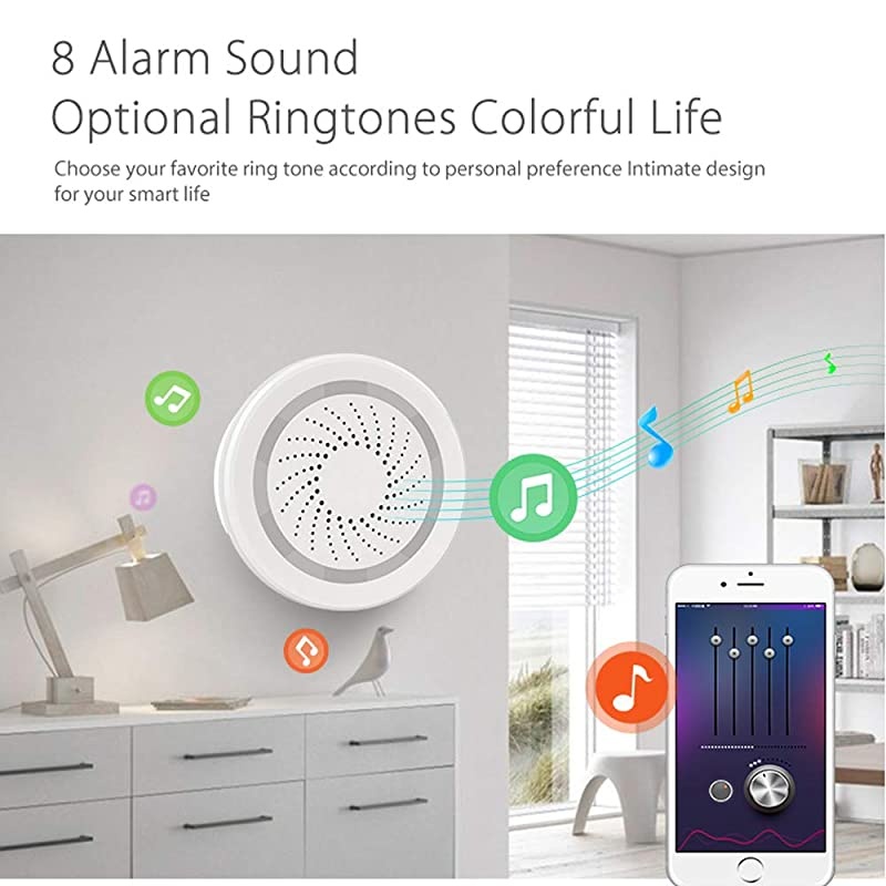 Siren with Temperature Humidity Monitor, WiFi Tuya Sensor 105 dB Siren Alarm Sensor Compatiable with Echo Google Home Assistant