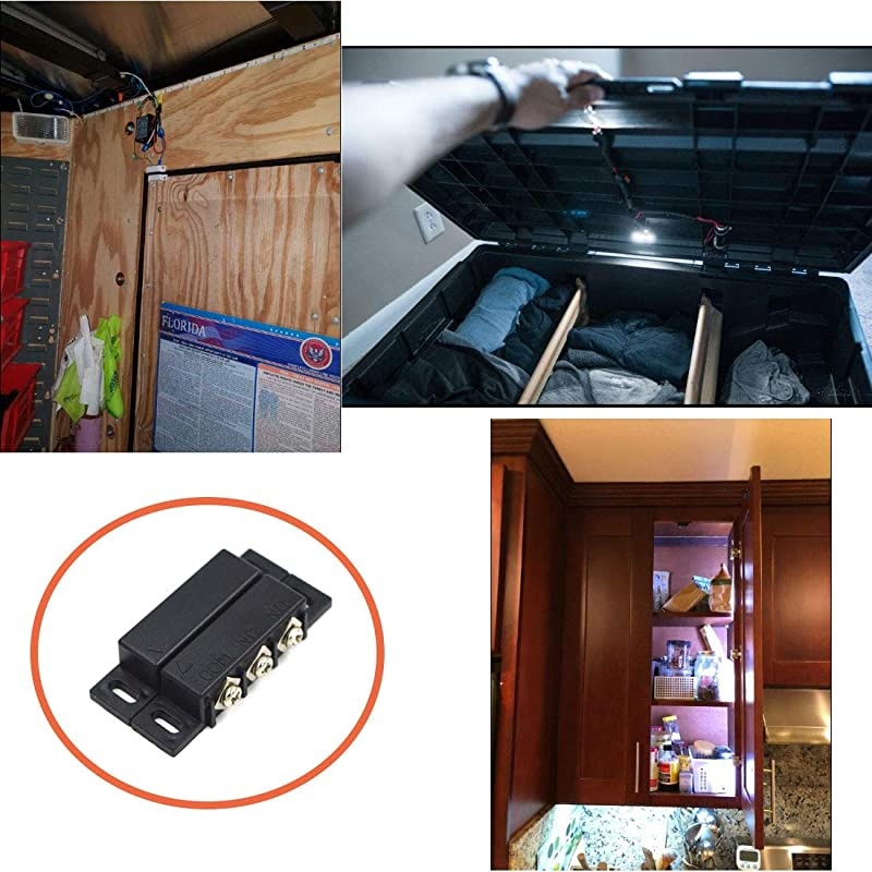 5Sets Magnetic Reed Switch Normally Open Closed NC NO Door Alarm Window Security/Magnetic Door Switch/Magnetic Contact Switch/Reed Switch for GPS,Alarm or Other Device,DC 5V 12V 24V Light