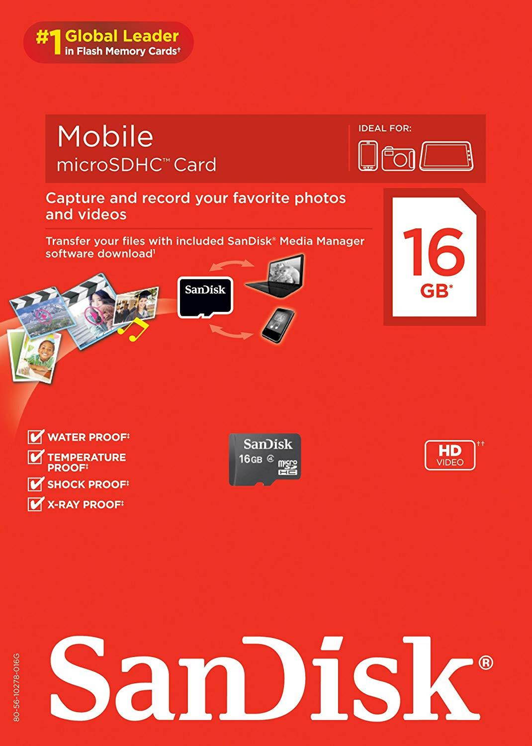SanDisk 16GB Mobile MicroSDHC Class 4 Flash Memory Card- SDSDQM-016G-B35N