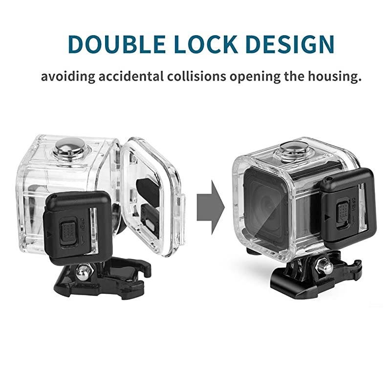 60m Dive Protective Housing Case for GoPro Hero 5 Session Hero 4 Session Hero Session, High Transmission Waterproof Housing Case