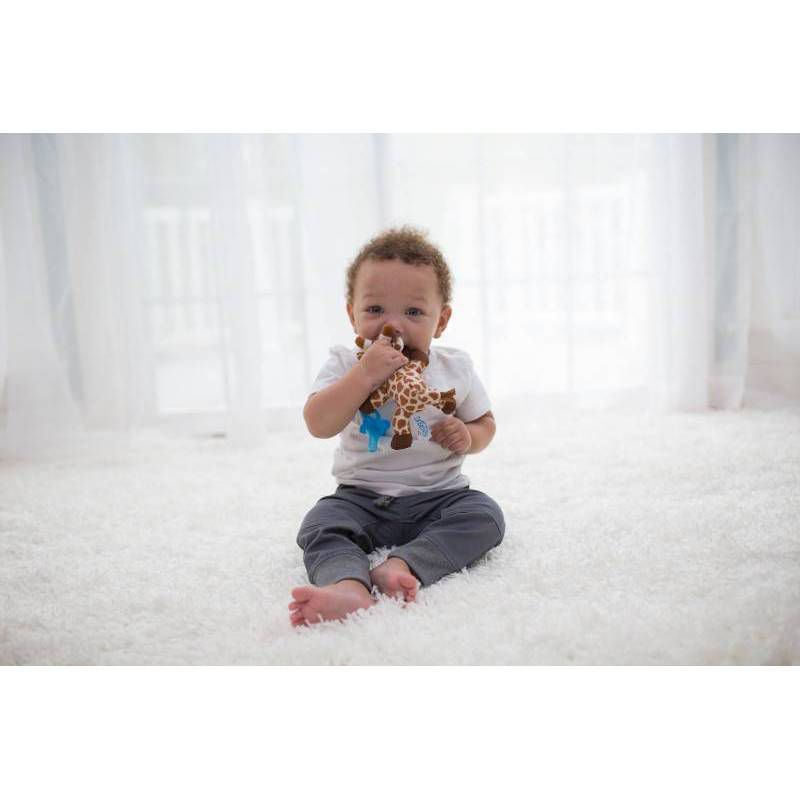 Dr. Brown's Giraffe Lovey with Blue One-Piece Pacifier - Tan