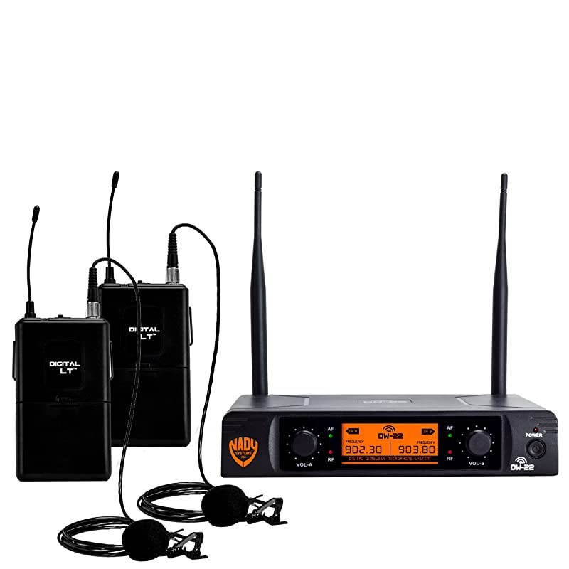 DW22 Dual Digital Wireless Lapel Microphone System Dual fixed UHF frequency Ultralow latency with QPSK modulation XLR and &frac14;quot outputs