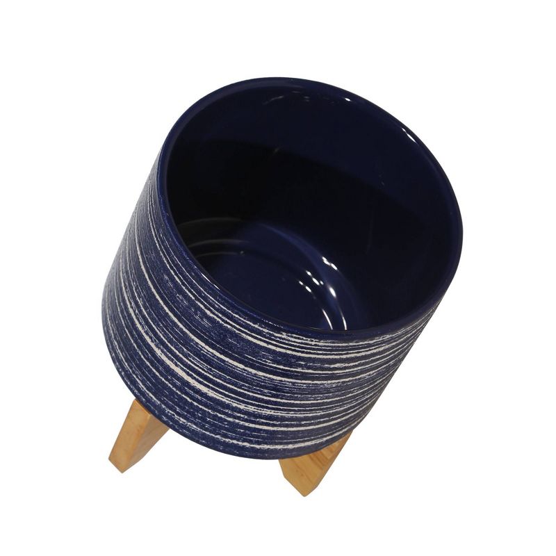 9.25" Ceramic Planter on Stand Blue - Sagebrook Home