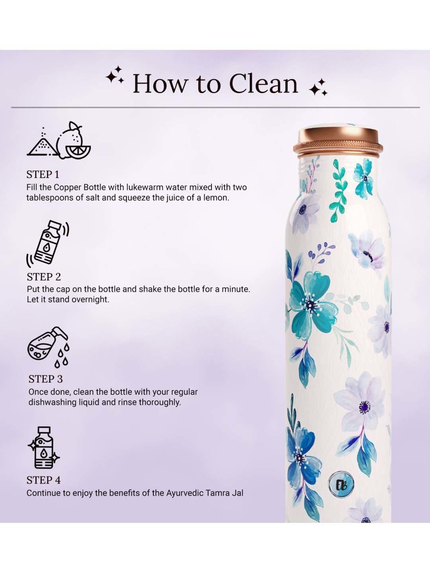 Everything Beautiful White Copper Water Bottle - Standard (0.9 L)