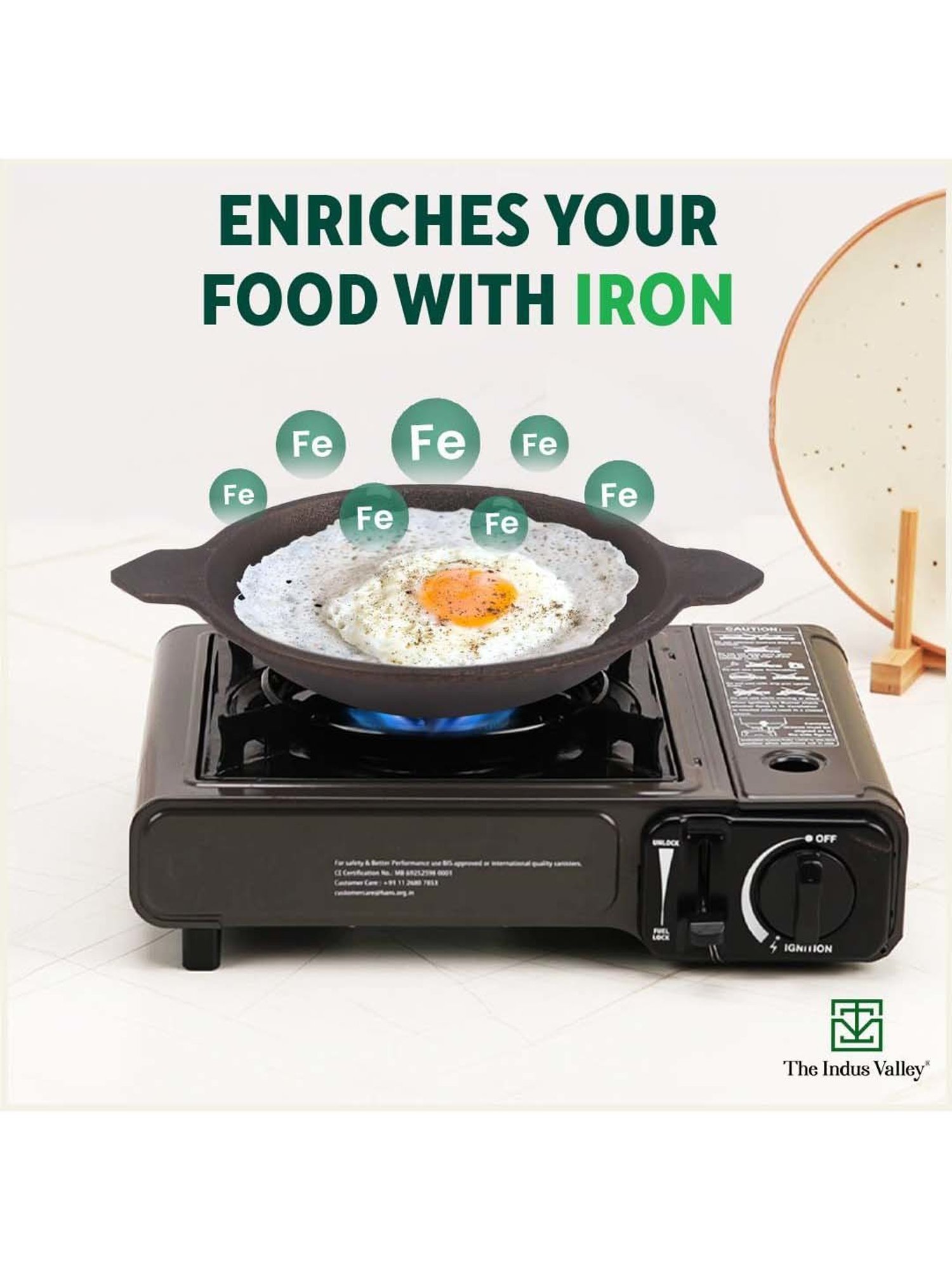 The Indus Valley Black Cast Iron 22.09 cm Vellapam Pan (0.5 L)