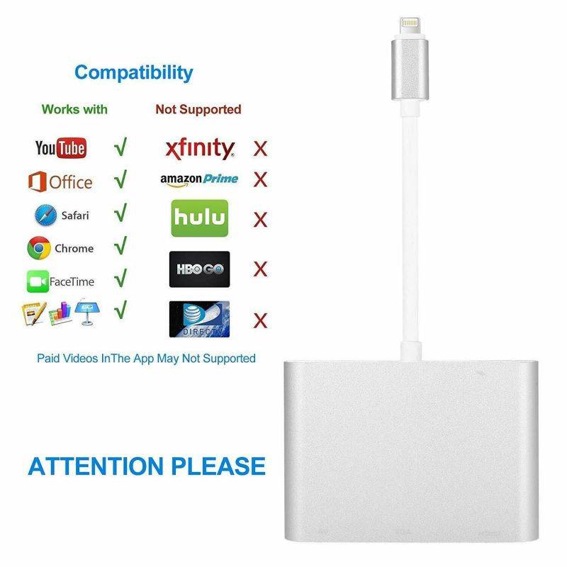 Apple Lightning to HDMI Video Adapters, 1080P HDMI Cable Sync Screen Digital Audio AV Converter with Charging Port & USB OTG Adapter Compatible for iPhone, iPad, iPod on HDTV/Projector/Monitor