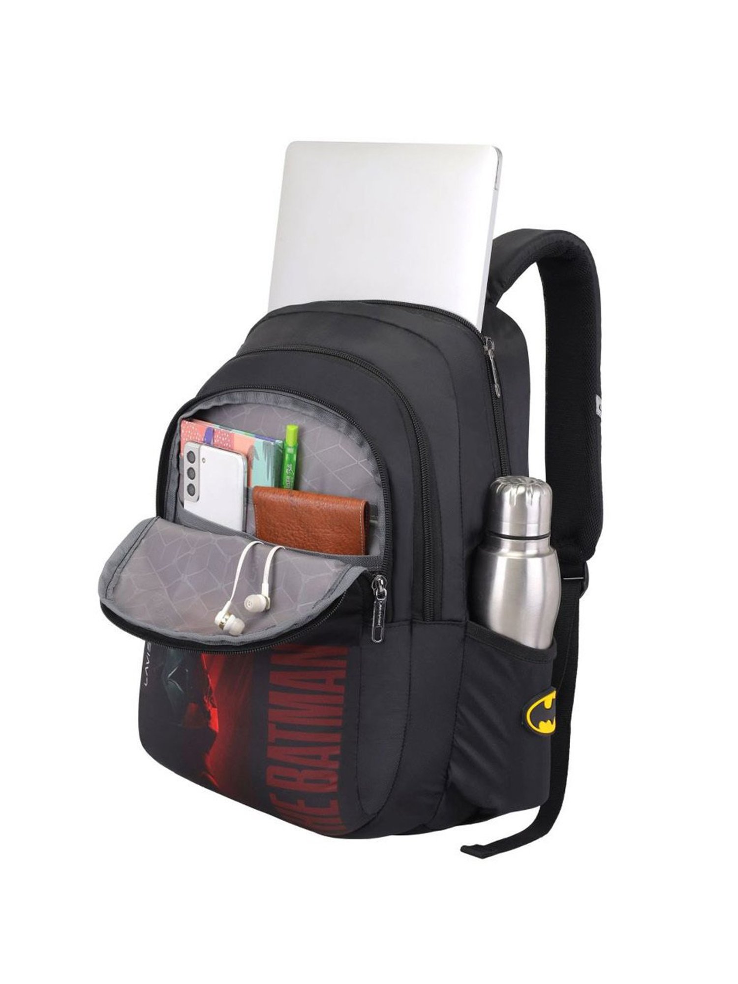 Lavie Sport Batman Shadow Black & Red Polyester Printed Laptop Backpack - 26 Ltrs